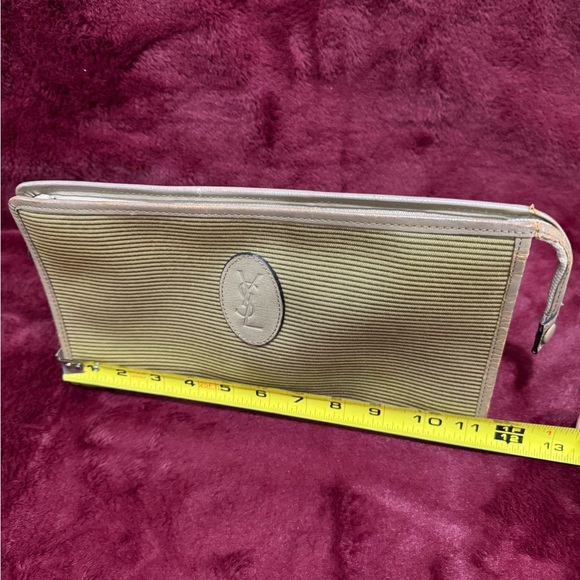 YSL Large Vintage Clutch - Dark Gold and Tan with monogrammed lining - Picture 11 of 16